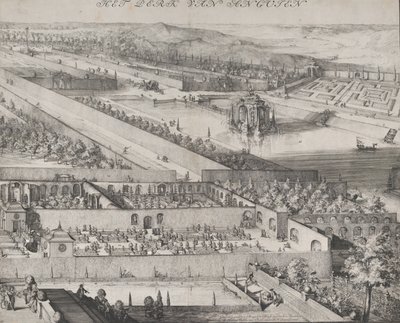 Detail parku v pravé polovině Enghien, 1685. od Romeyn de Hooghe