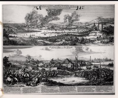 Holandský útok na řece Medway, 20. a 21. června 1667, vyryl Nicolas Visscher (1618-1709) od Romeyn de Hooghe