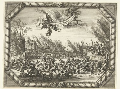 Francouzská zvěrstva v Bodegraven a Zwammerdam, 1672 Spiegel der France Tirannye prosila v Hollantsche Dorpen (titul na předmětu) od Romeyn de Hooghe