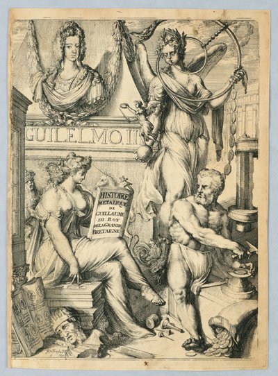 Frontispiece, „Metalová historie Williama III., krále Velké Británie“ od Romeyn de Hooghe