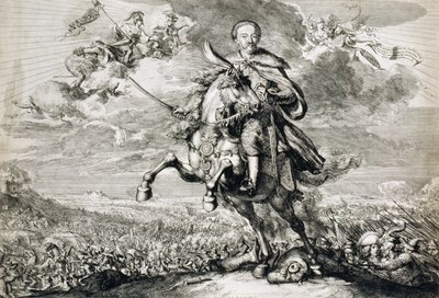 Oslava Jana Sobieského III (1629-96) v bitvě u Chocně, 1674 od Romeyn de Hooghe