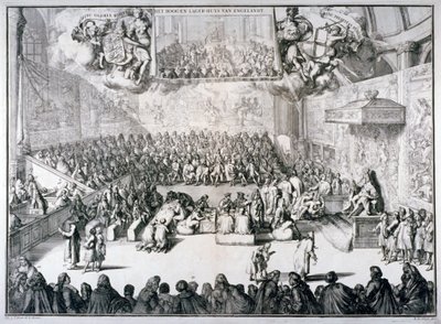 „Horní a Dolní sněmovna Anglie“, 1689 od Romeyn de Hooghe