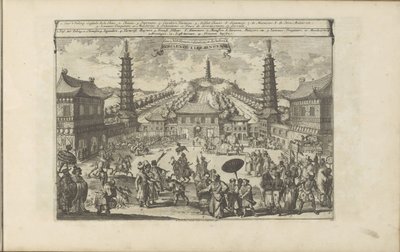 Hof v Pekingu Indiaense Kleedingen / Kurzy, dresinky, pozdravy atd. Indiáni (název na předmětu) Východní a Západní Indie a další místa (název série) od Romeyn de Hooghe