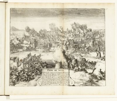 Dobytí a vyplenění Neussu, 1586 Prize de Nuys (titul na předmětu) Guerres de Flandres (název série) od Romeyn de Hooghe
