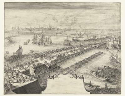 Parmský lodní most přes Šeldu, 1585 Guerres de Flandres (název série) od Romeyn de Hooghe
