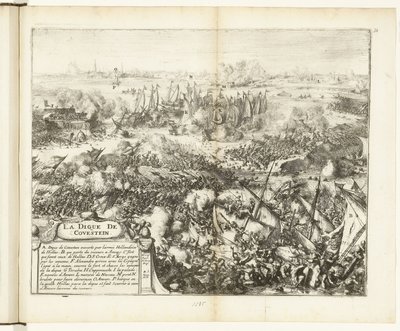 Bitva o hráz Kauwenstein, 1585 La digue de Covestein (název na objektu) Guerres de Flandres (název série) od Romeyn de Hooghe