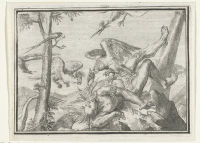 Titulní strana brožury: De Geplukte Tapoeijer, 1702 De Plukte Tapoeijer (název na objektu) Esopus v Evropě (název série) od Romeyn de Hooghe