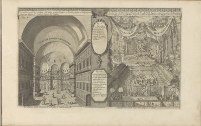 turecká mešita v Konstantinopoli; Keizerlijkhof v Číně Turksche se vysmívá van binnen / Interiér mešity S. Sophia v Konstantinopoli // Čínský Hof Pomp / Velkolepost dvora Emp. z Číny. (název na objektu) Východní Indie a O od Romeyn de Hooghe