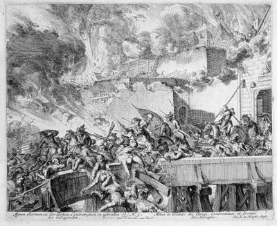 Vídeňský tiskový cyklus, exploze dolu a protiminu, nájezd na Turky, 1683 od Romeyn de Hooghe