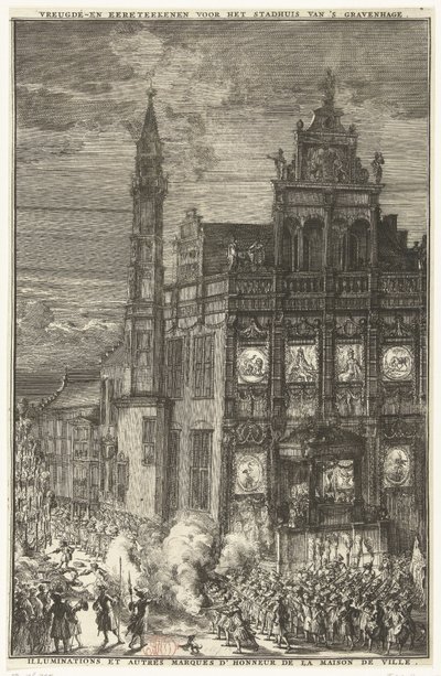 Projevy radosti před radnicí, 1691 od Romeyn de Hooghe