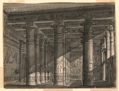Scéna, egyptský sál se sloupy od Romolo Achille Liverani