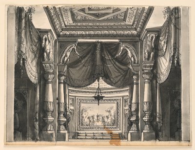 Scéna, interiér orientálního paláce od Romolo Achille Liverani