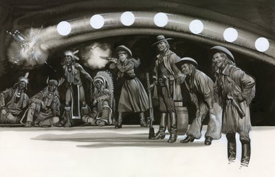 Annie Oakleyová předvádí své střelecké umění od Ron Embleton