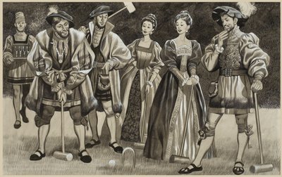 František I. (1494-1547) Hraje kroket (kvaš na papíře) od Ron Embleton