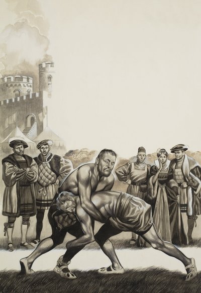 František I. (1494-1547) z Francie versus Jindřich VIII. (1491-1547) z Anglie (kvaš na papíře) od Ron Embleton