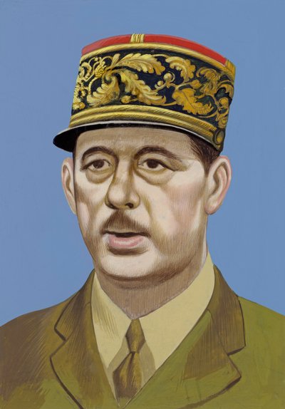 Portrét Charlese De Gaulla (kvaš na papíře) od Ron Embleton