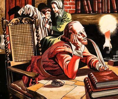 William Shakespeare píše doma od Ron Embleton