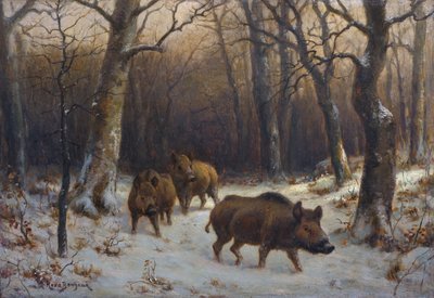 Francouzština:  Sangliers dans la neige Divočáci na sněhu od Rosa Bonheur