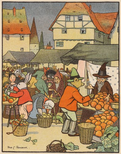 Na trhu her (barevná litografie) od Rosa Petherick