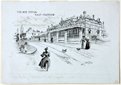 The New Station, East Croydon, červenec 1896 (inkoust na papíře) od Rosa Clementina Petherick