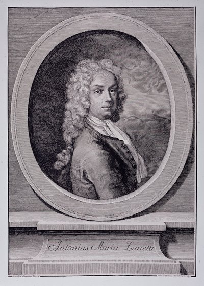 Portrét Antonia Maria Zanettiho, italského karikaturisty (rytina od Rosalba Giovanna (after) Carriera