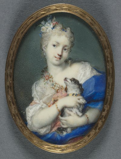 Žena se psem, 1710-1720. od Rosalba Giovanna Carriera