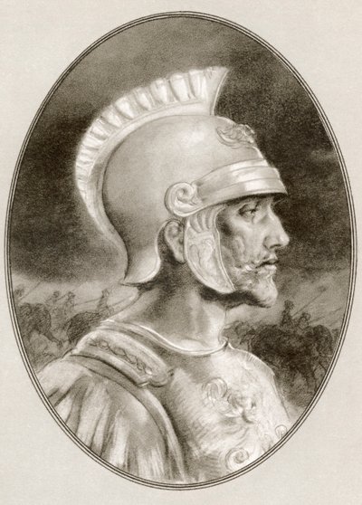 Ashoka, zemřel 232 př.nl, aka Ashoka velký. Indický císař dynastie Maurya. Ilustrace Gordona Rosse, amerického umělce a ilustrátora (1873-1946), z Living Biography of Famous Rulers. od Ross Gordon