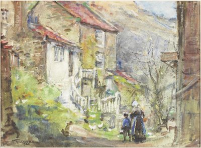 A Runswick Cottage (akvarel a tělová barva na papíře) od Rowland Henry Hill