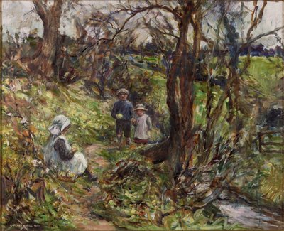 The Primrose Gatherers (olej na plátně) od Rowland Henry Hill