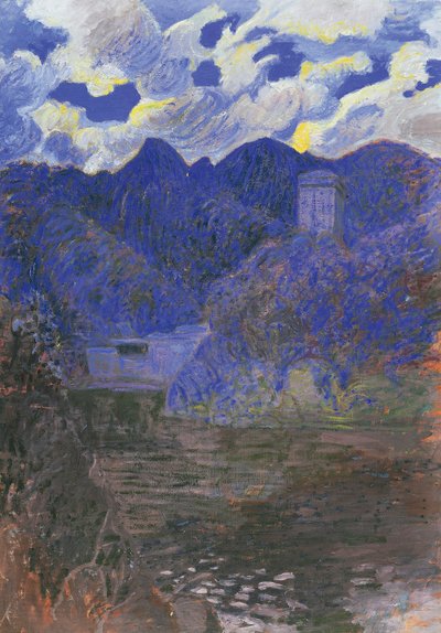 Úsvit jara v San Fruttuoso, Rubaldo Merello (1872-1922), olej na plátně, 98x69 cm. Itálie, 20. století. od Rubaldo Merello