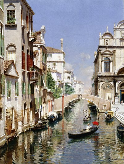 Benátský kanál se Scuola Grande di San Marco a Campo San Giovanni e Paolo, Benátky od Rubens Santoro