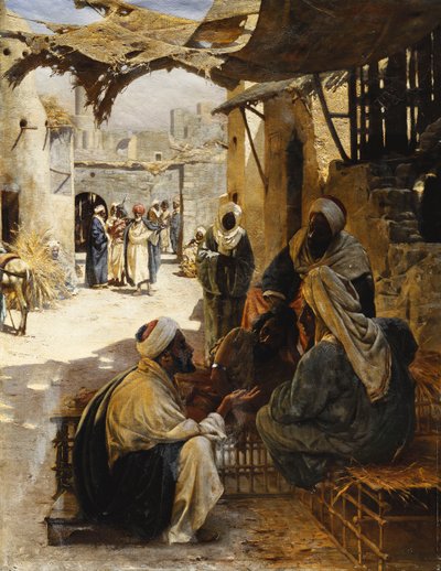 Arabové konverzující ve vesnické ulici, 1894 od Rudolf Der G. Swoboda