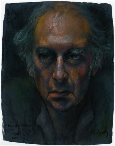 Harold Pinter v jednoaktové monologové hře Samuela Becketta Krappův portrét Last Tape od Zsuzsi Roboz v pastelech c od Rudolf Eichstaedt