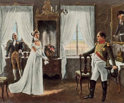 Setkání královny Luisy s Napoleonem I. v Tilsitu, 6. července 1807 (barevná litografie) od Rudolf Eichstaedt