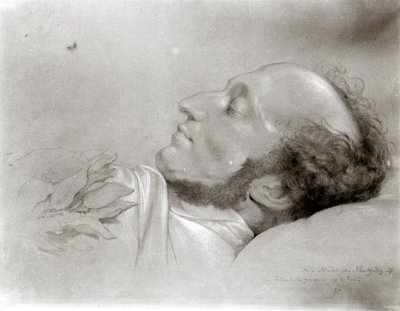 Felix Mendelssohn (1809-47) na smrtelné posteli, kolem roku 1847 od Rudolf Julius Benno Huebner