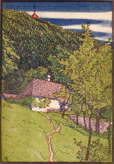 Barevná dřevorytina, c1910 od Rudolf Junk