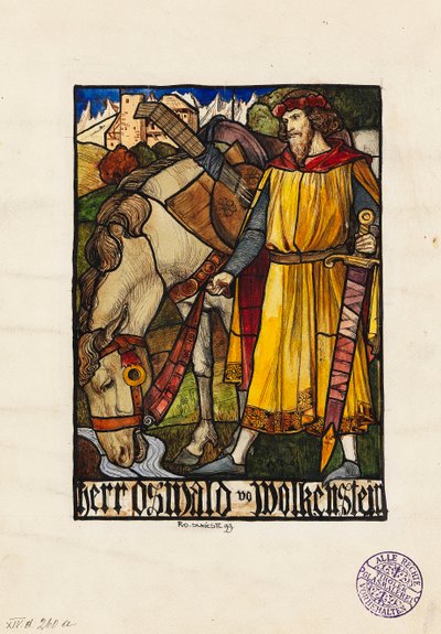 Oswald von Wolkenstein Design pro barevné sklo, 1899. od Rudolf Schiestl