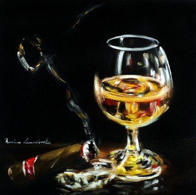 Gentlemanský přípitek, 2025 (olej na plátně) od Ruslana Levandovska