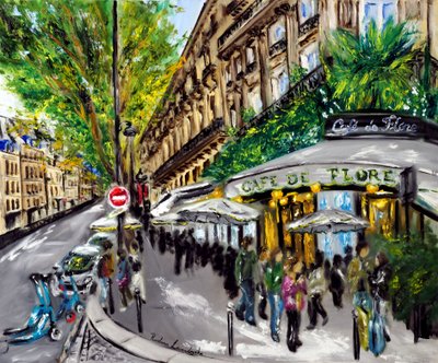 Cafe de Flore Paris, 2023 (olej na plátně) od Ruslana Levandovska