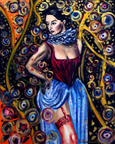 Karnevalová tudorovská dívka, 2025 (olej na plátně) od Ruslana Levandovska