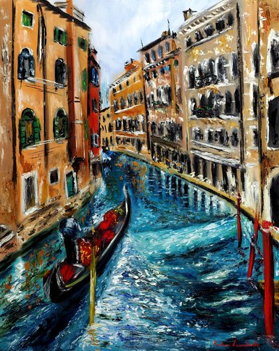 Gondola v Benátkách Itálie II, 2023 (olej na plátně) od Ruslana Levandovska