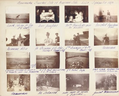 Ruská císařská rodina, stránka z alba fotografií, cca 1897-99 (černobílá fotografie) (viz také 487673-80) od Russian Photographer