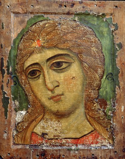 Archanděl Gabriel (Anděl se zlatými vlasy) ruská ikona, 12. století (vaječná tempera na panelu) od Russian School