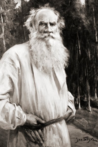 Hrabě Lev Tolstoj podle obrazu Jana Styky (litho) od Russian School