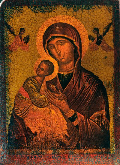 Madonna a dítě (olej na dřevěné desce) od Russian School