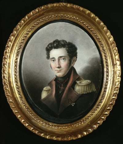Portrét ruského důstojníka, 1818 (wc na papíře) od Russian School