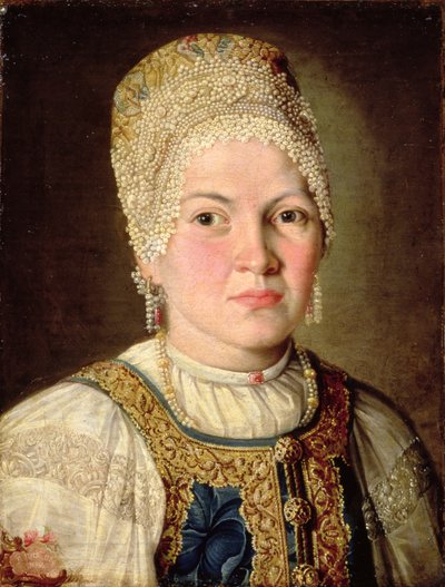 Portrét ženy v ruském kostýmu, 1769 od Russian School