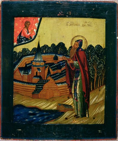 Svatý Anton z Dymu, konec 17. století (tempera na panelu) od Russian School