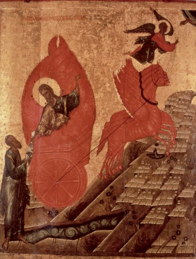 Nanebevstoupení Eliáše, ikona, Pskov School, cca 1650 (tempera na panelu) od Russian School