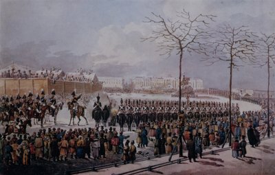 Povstání děkabristů na náměstí Senátu v Petrohradě dne 14. prosince 1825 (wc na papíře) od Russian School